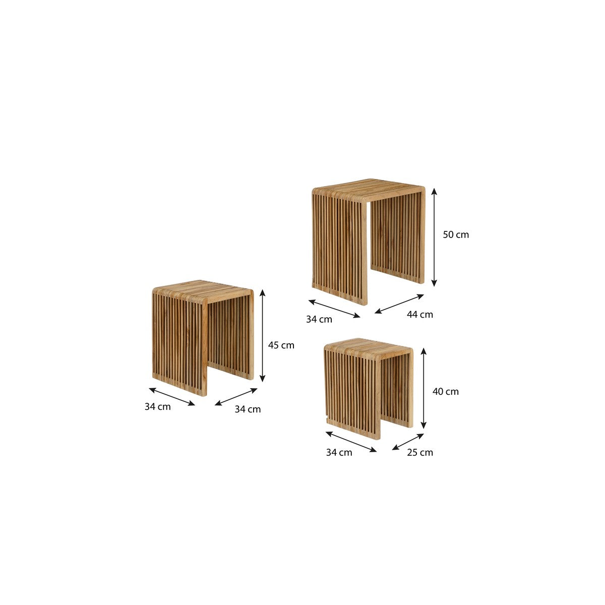 Yonker Side Table Brown Set Of 3 - L44Xw34Xh50Cm