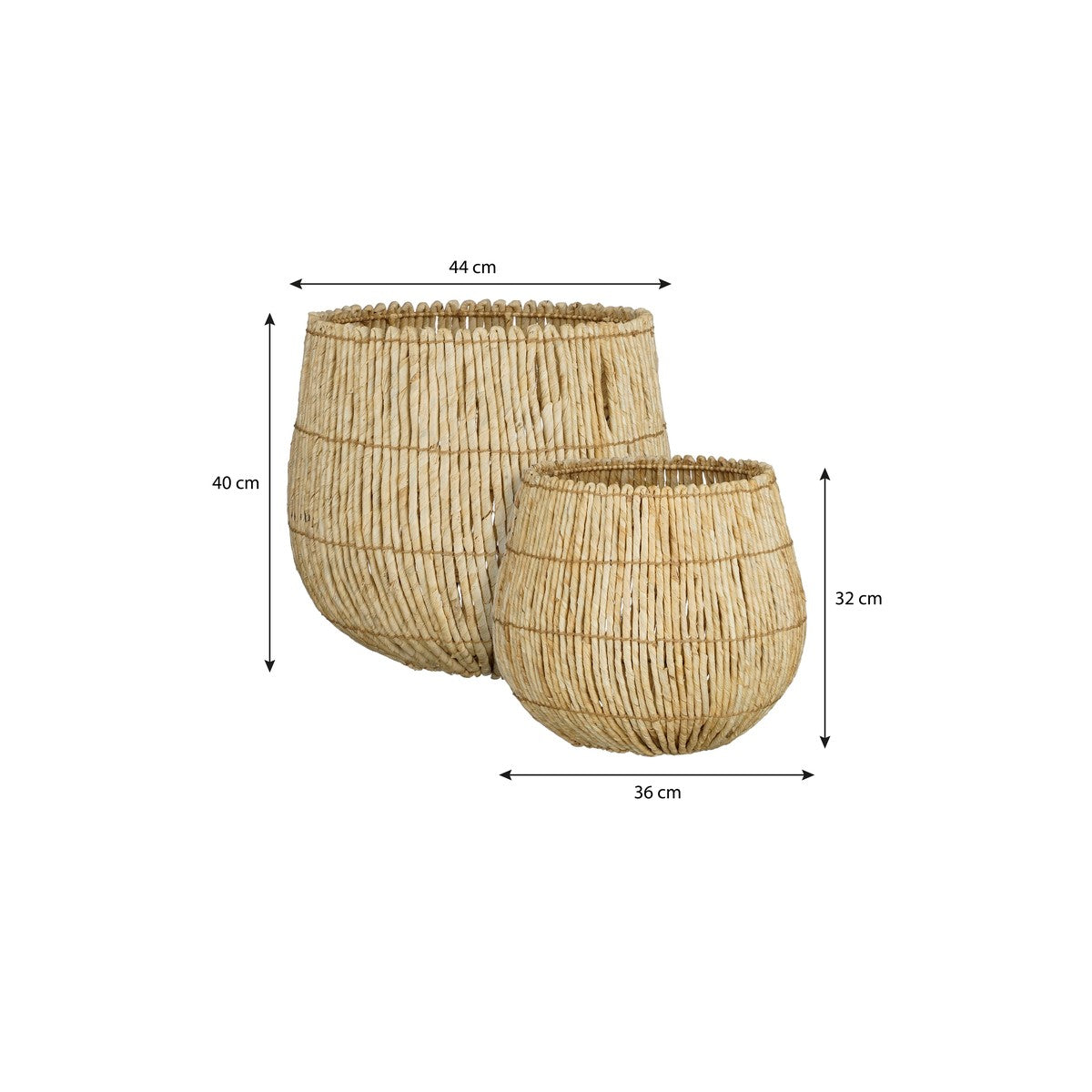 Ronda Basket L. Brown Set Of 2 - H40Xd44Cm