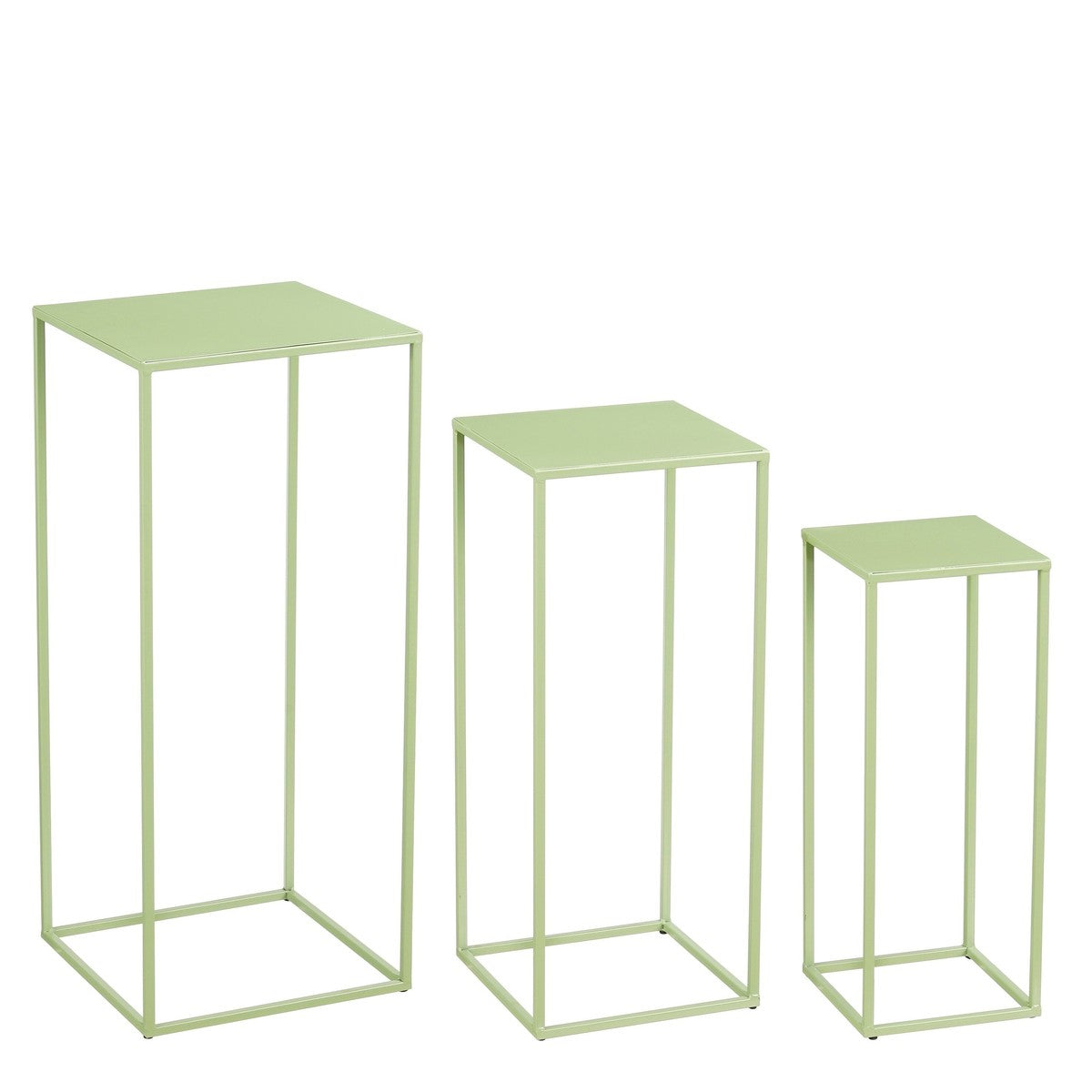 Quinty Side Table - Set Of 3 - L30 X W30 X H70 Cm - Iron - Light Green