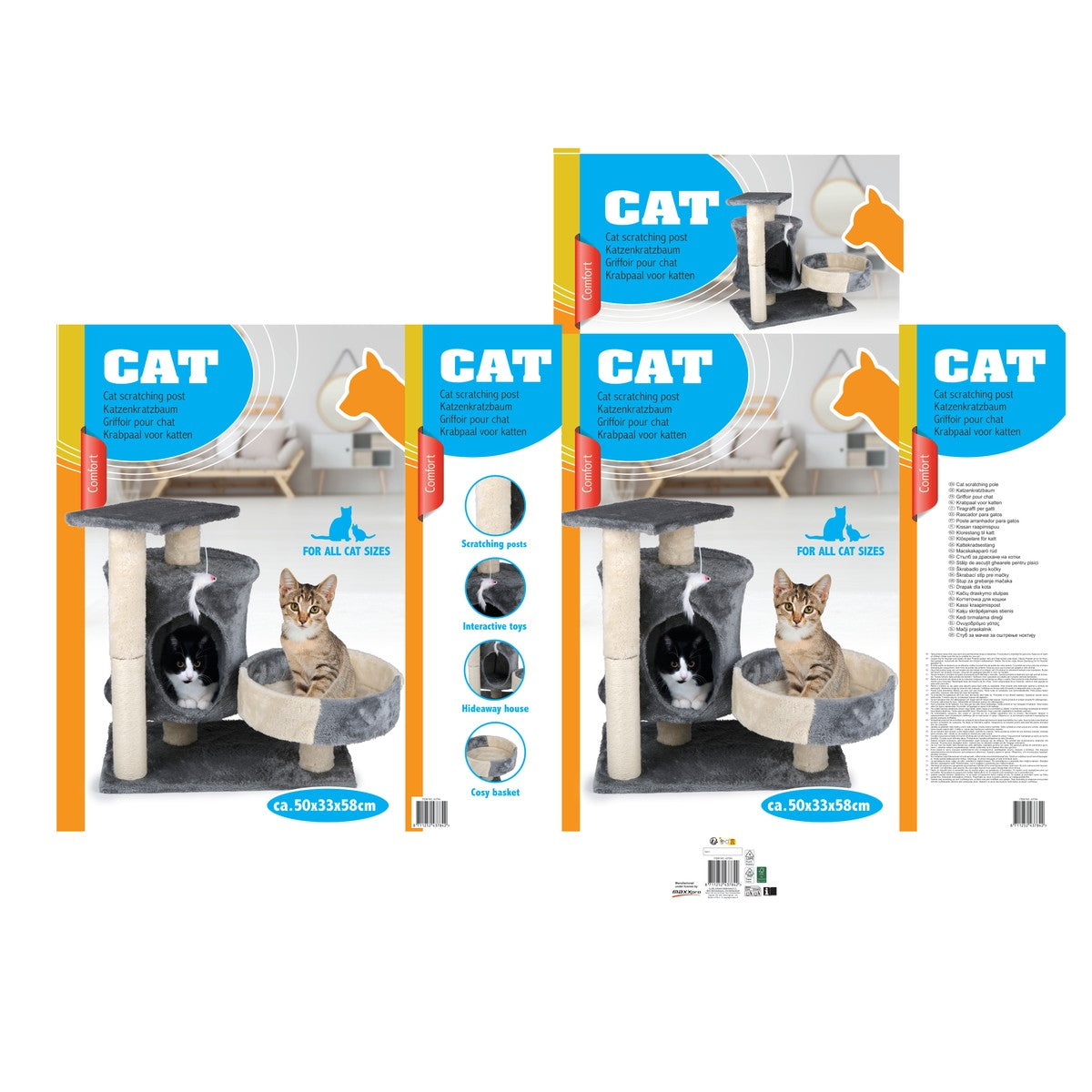 Cat Scratching Post Grey/White