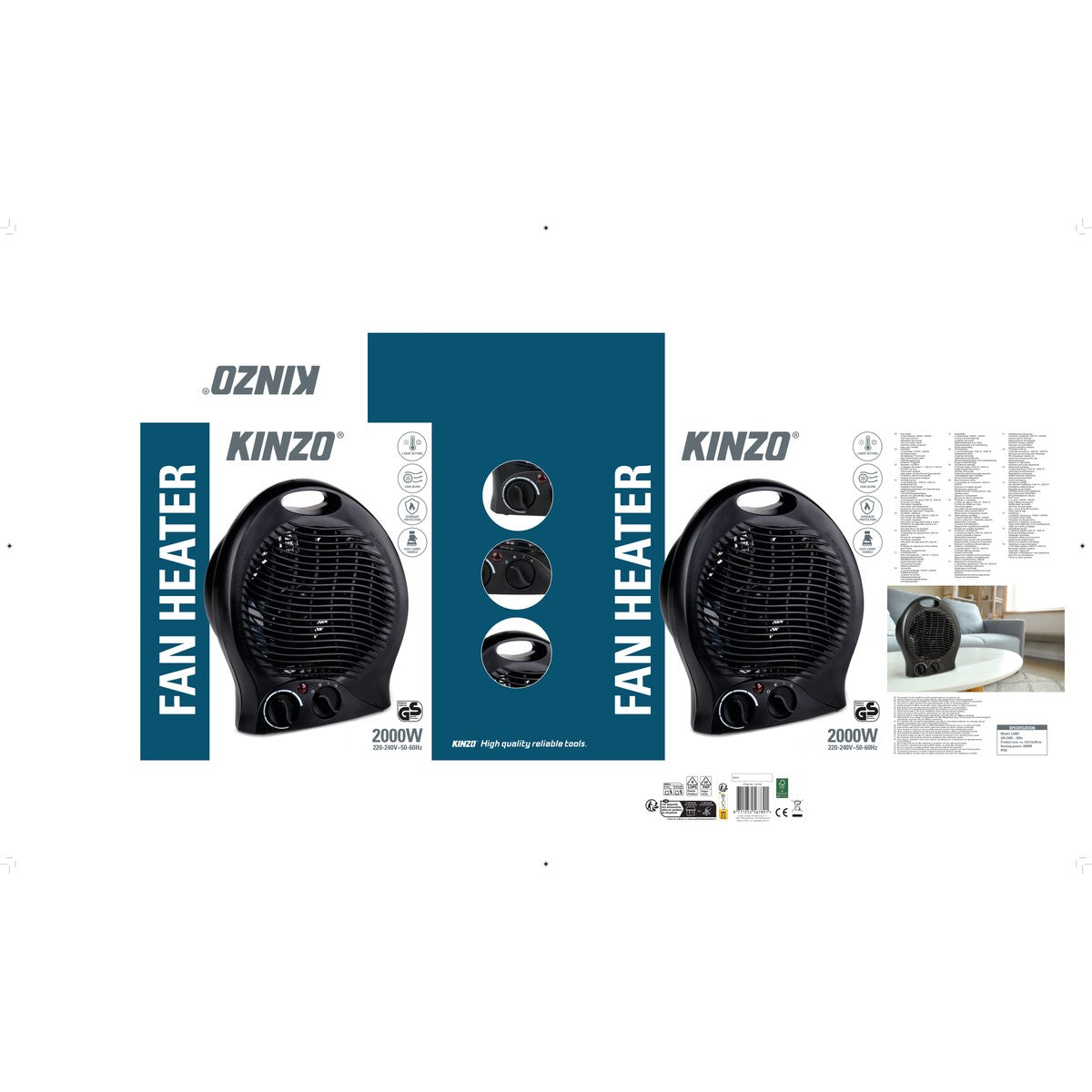 Fan Heater 2000W Black