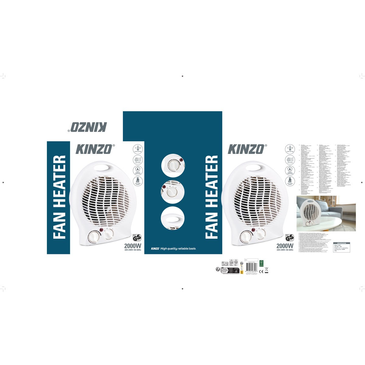 Fan Heater 2000W White