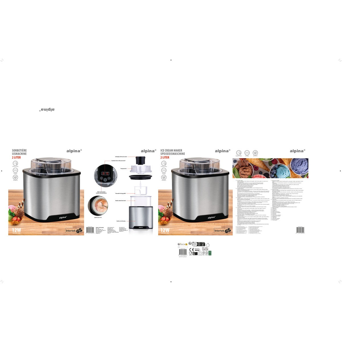 Ice Cream Maker 230V 12W