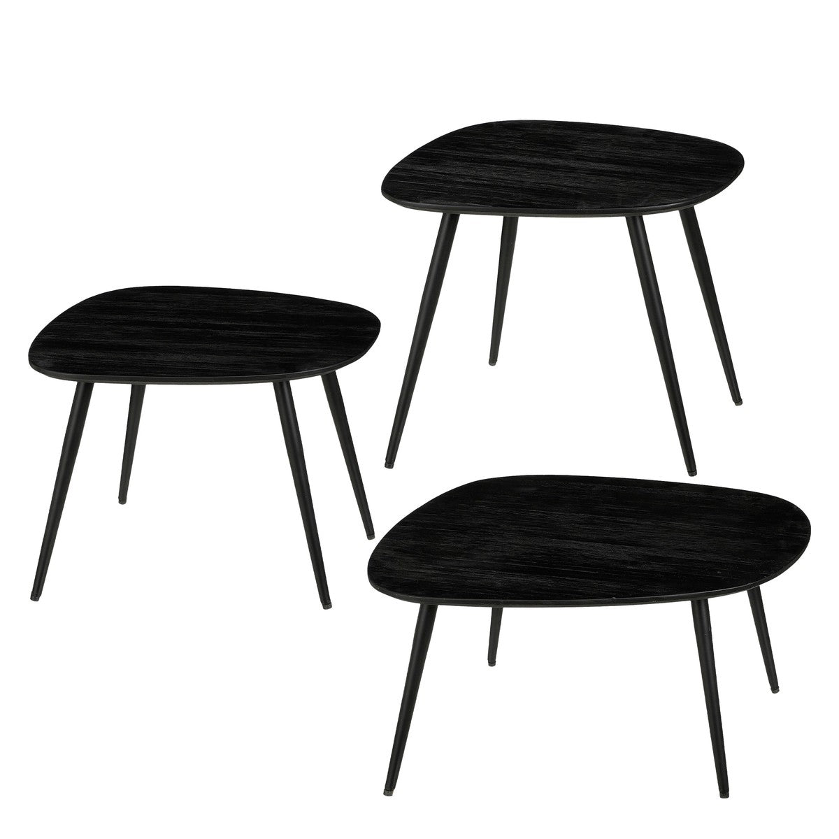 Jailey Side Table Black Set Of 3 - L62Xw52Xh34Cm
