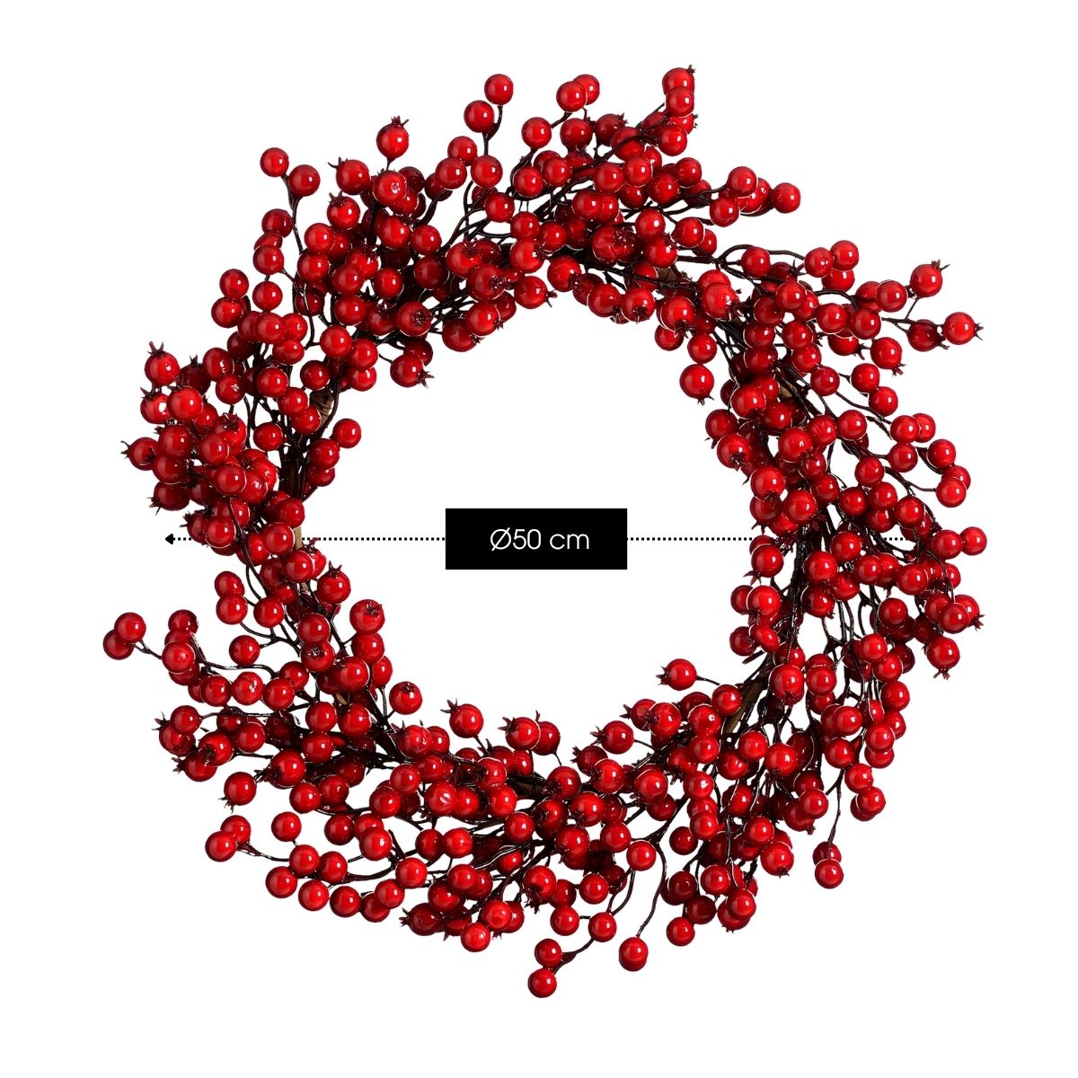 Christmas Wreath With Berries - Ø50 Cm - Foam - Red