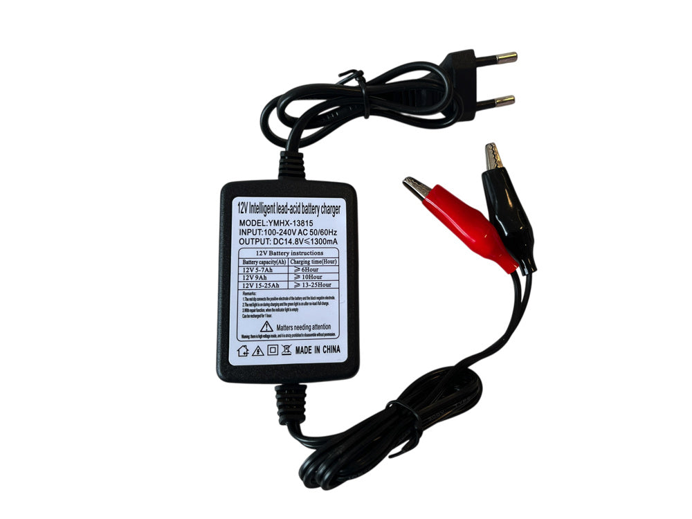 Chargeur 12 Volts 1300Ma Avec Pinces Pour Batteries Au Plomb.