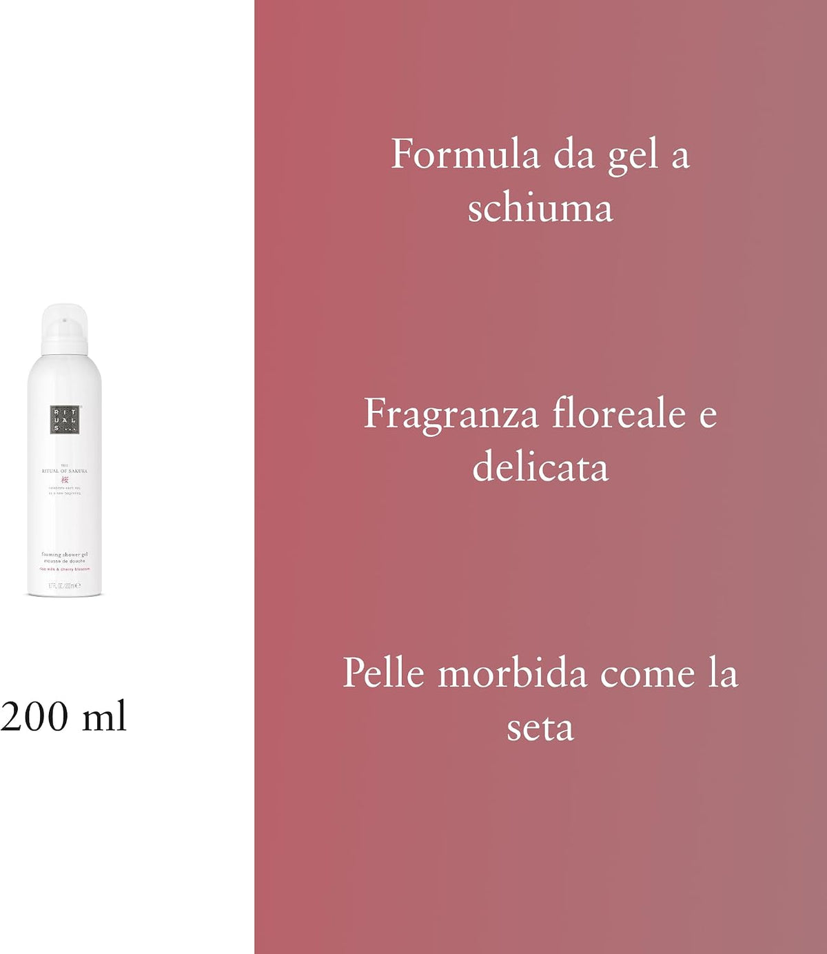 RITUALS Shower Foam The Ritual of Sakura – Gel douche aux fleurs de cerisier et lait de riz – Gel douche moussant sensationnel – 200 ml