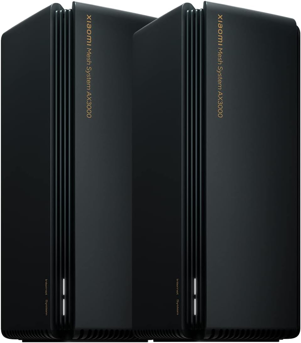 XIAOMI Mesh System AX3000 - Pack de 2 Routeurs Wi-FI 6, Réseau Mesh Haute Vitesse, Couverture Jusqu'à 370m², Double Bande, Noir