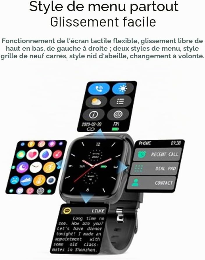 DCU Tecnologic Montre Connectée IP67 avec Appels et 2 Bracelets