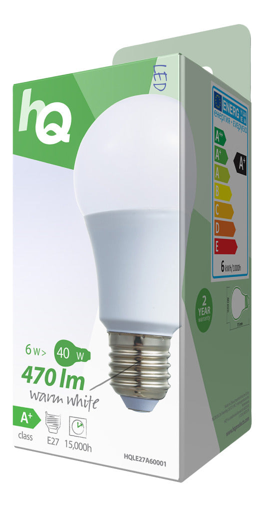 Hq Hqle27A60001 Led-Lamp A60 E27 6,5 W 470 Lm 2 700 K