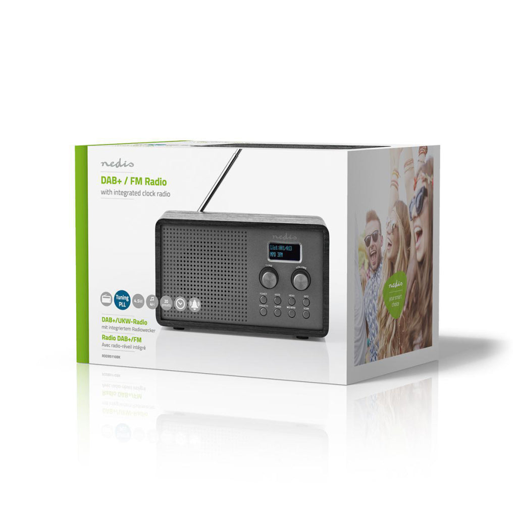 Nedis Rddb5110Bk Dab+ Radio 4,5 W Fm Klok & Wekkerfunctie Zwart