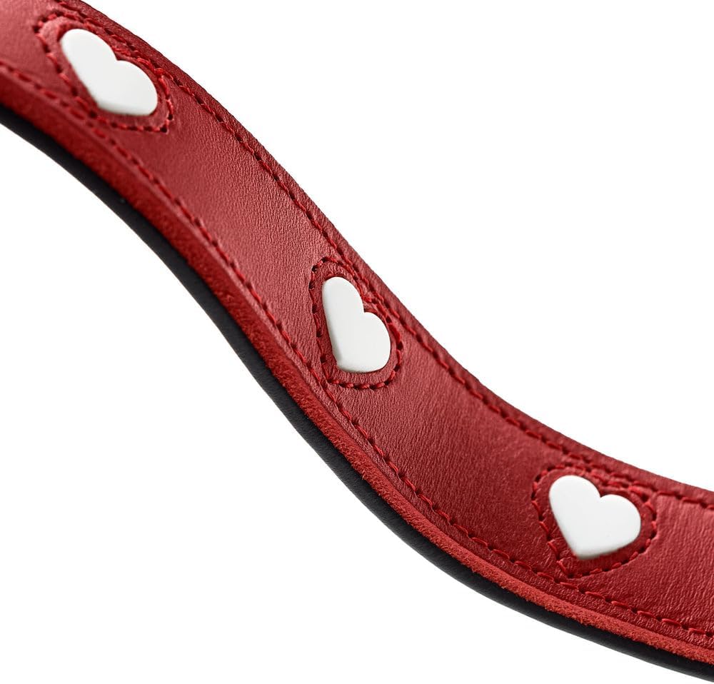Hunter Laisse réglable pour Chien Love, Couleur : Rouge/Noir, Cuir Nappa Souple, réglable sur 3 Positions, cœurs Cousus, Finition de qualité supérieure, fabriquée en Allemagne, Taille 13/200