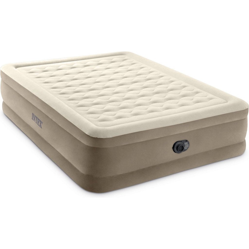 Intex 64428Nd Ultra Plush 2-Persoons Luchtbed 152X203X46 Cm + Ingebouwde Pomp Beige