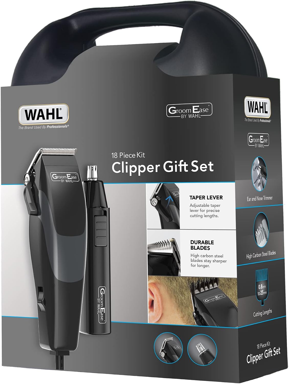 Wahl GroomEase Kit de Tondeuse Homme Cheveux, Nez et Oreilles