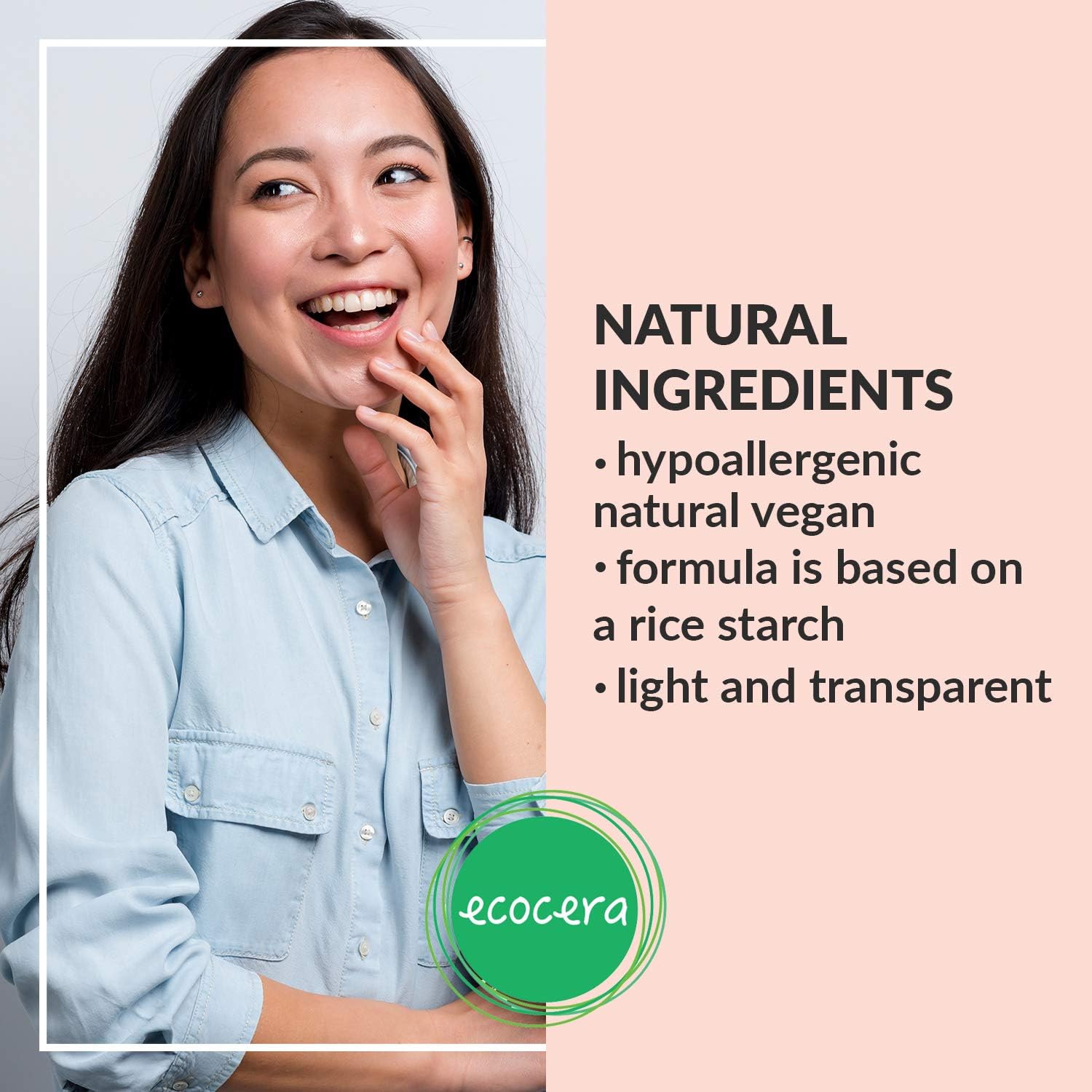 Ecocera Face Rice Powder Full Size 15g - Long lasting, Shine Free, Lightweight