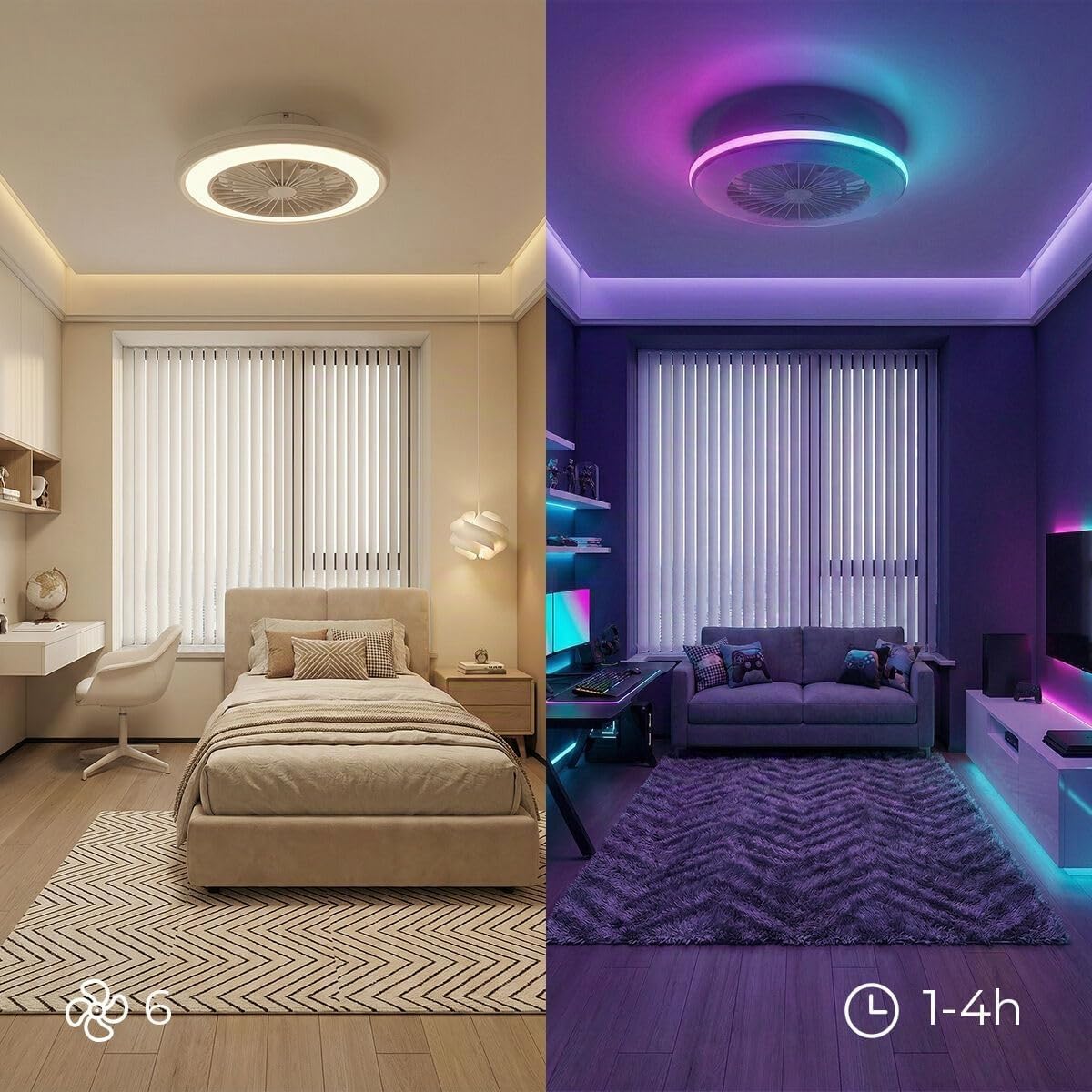 InnovaGoods – Ventilateur de plafond LED RGB avec télécommande 55 W