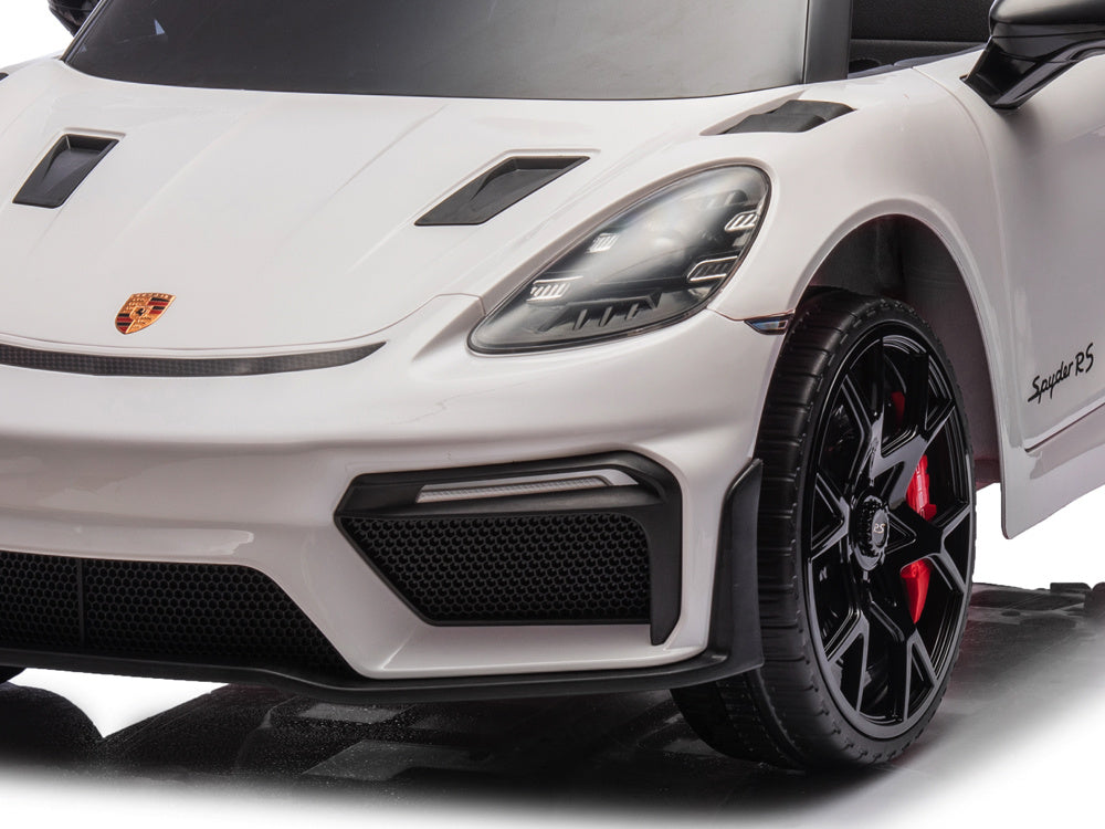 Porsche Spyder Rs, Voiture À Batterie Pour Enfants De 12 Volts, Pneus En Caoutchouc, Siège En Cuir Et Plus Encore !