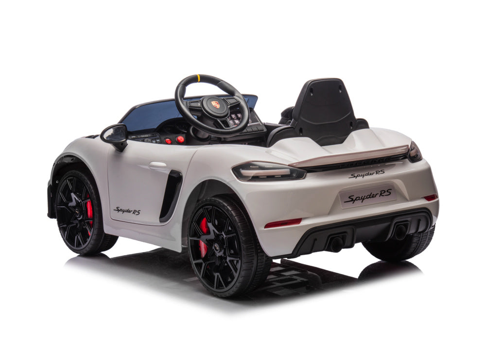 Porsche Spyder Rs, Voiture À Batterie Pour Enfants De 12 Volts, Pneus En Caoutchouc, Siège En Cuir Et Plus Encore !