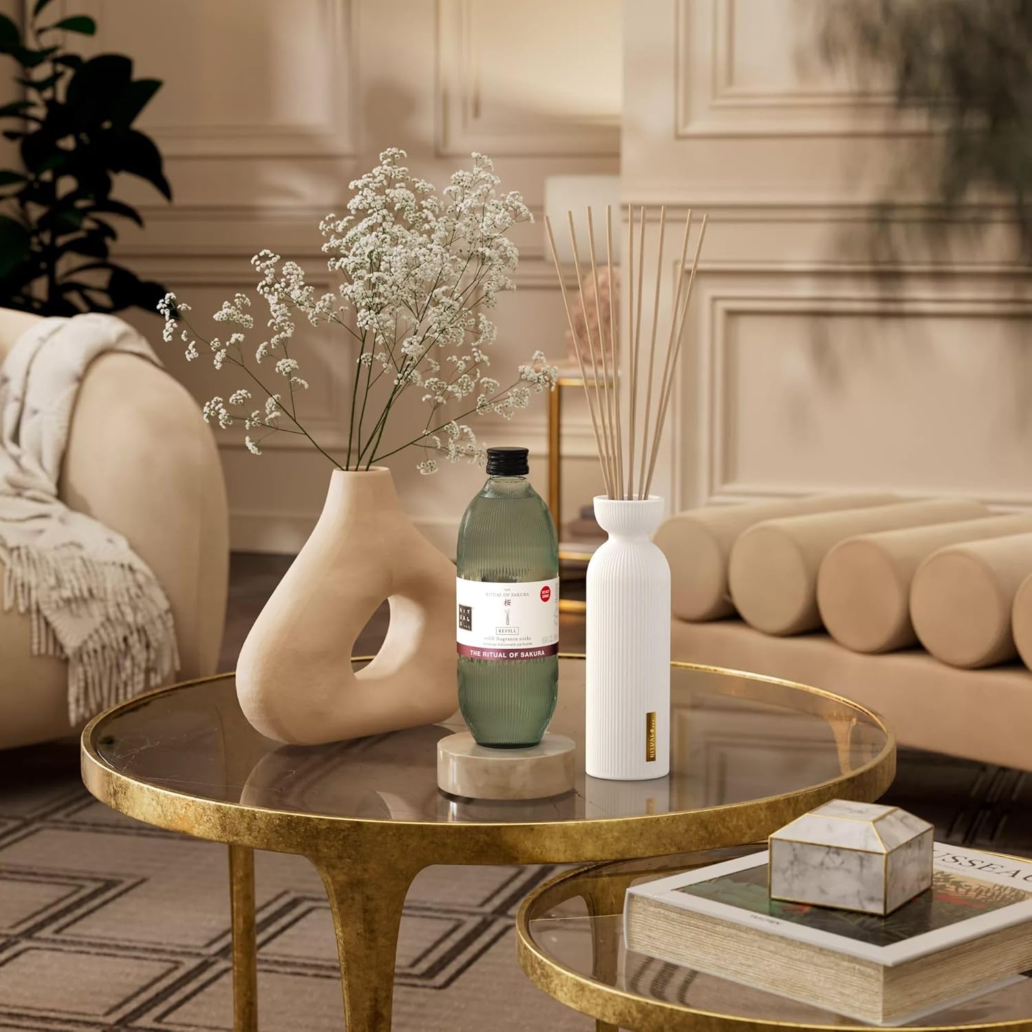 Rituals Diffuseur de Parfum - Recharge Sakura - Bâtons parfumés Fleur de Cerisier, Lait de Riz - Parfum d'intérieur renouvelable - 500 ML