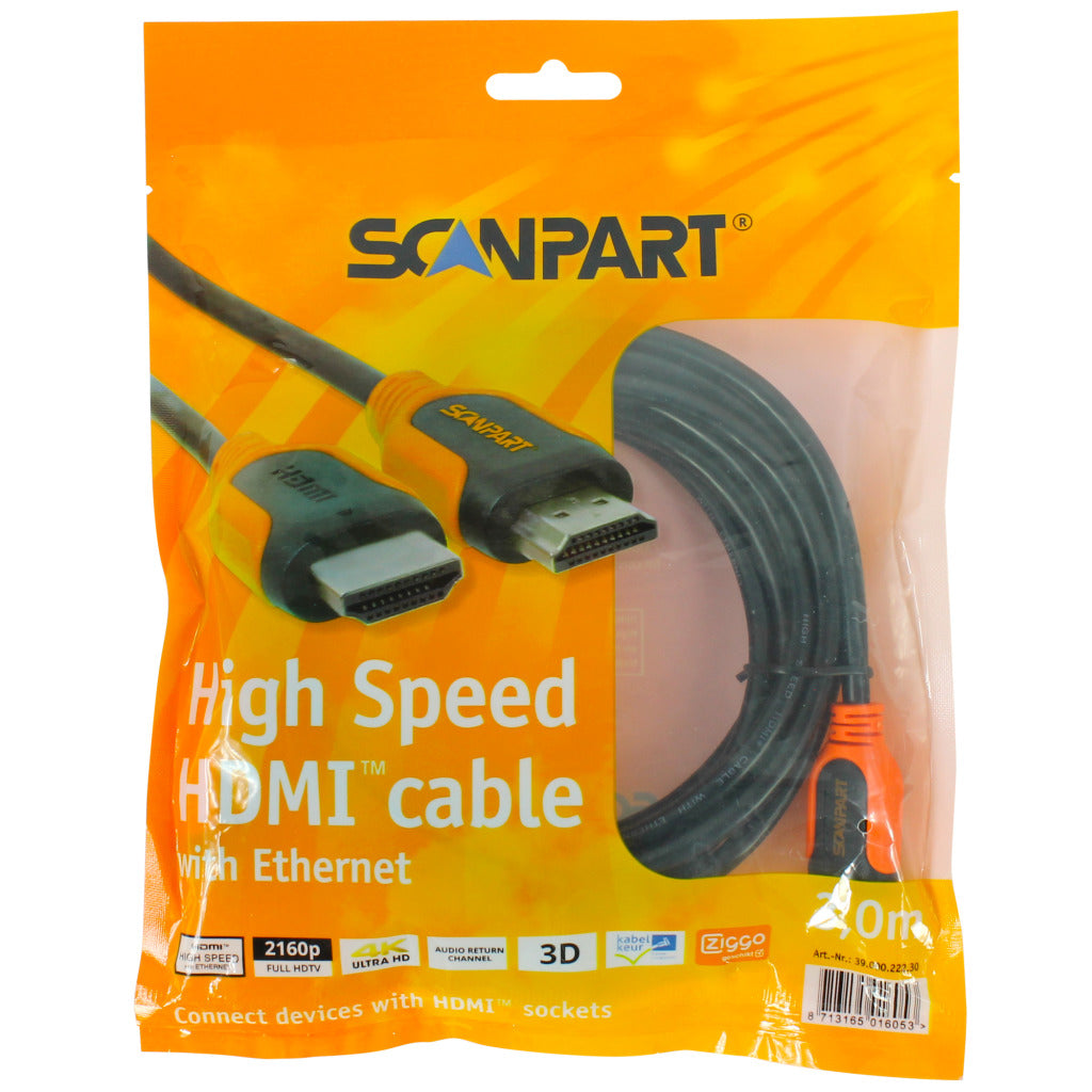 Scanpart Hdmi Kabel 3 M Oranje/Zwart