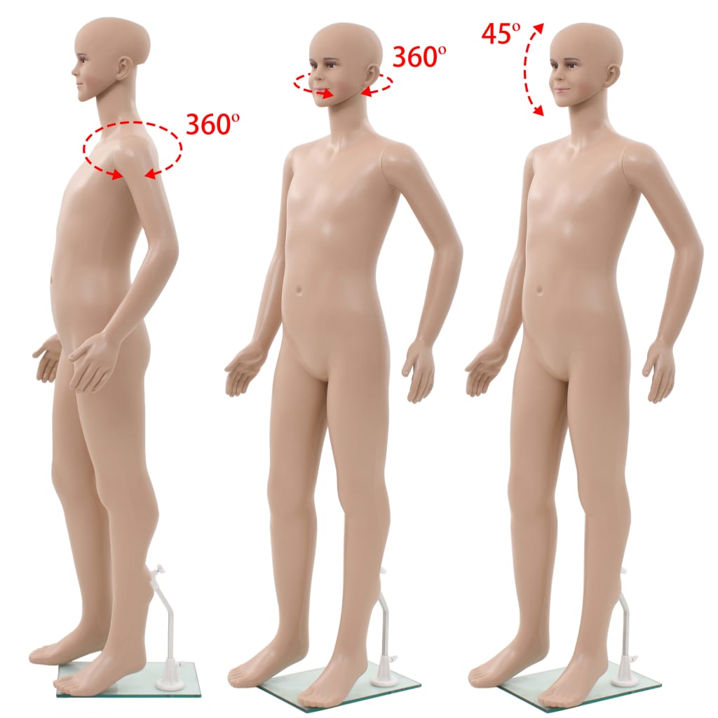 Mannequin Enfant Corps Complet Avec Base Verre Beige 140 Cm