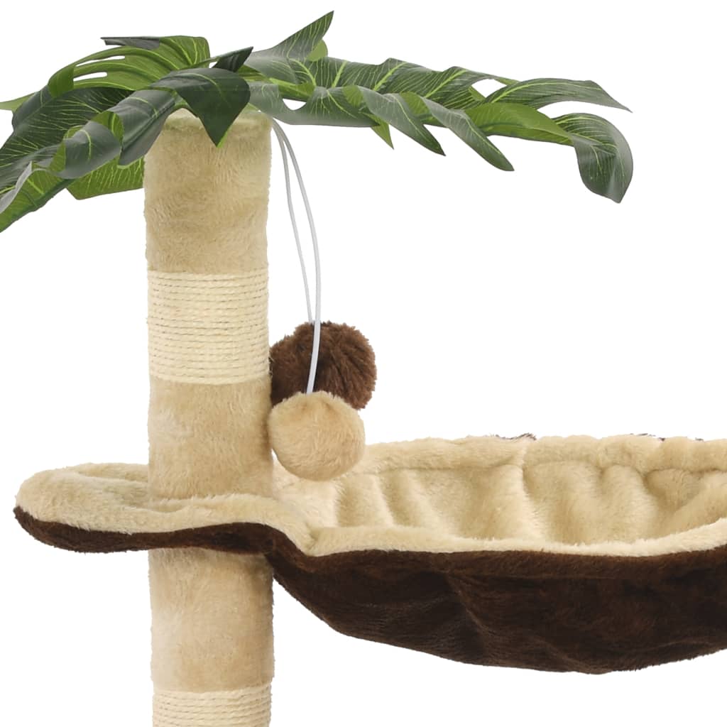 Arbre À Chat Avec Griffoir En Sisal 50 Cm Beige Et Marron