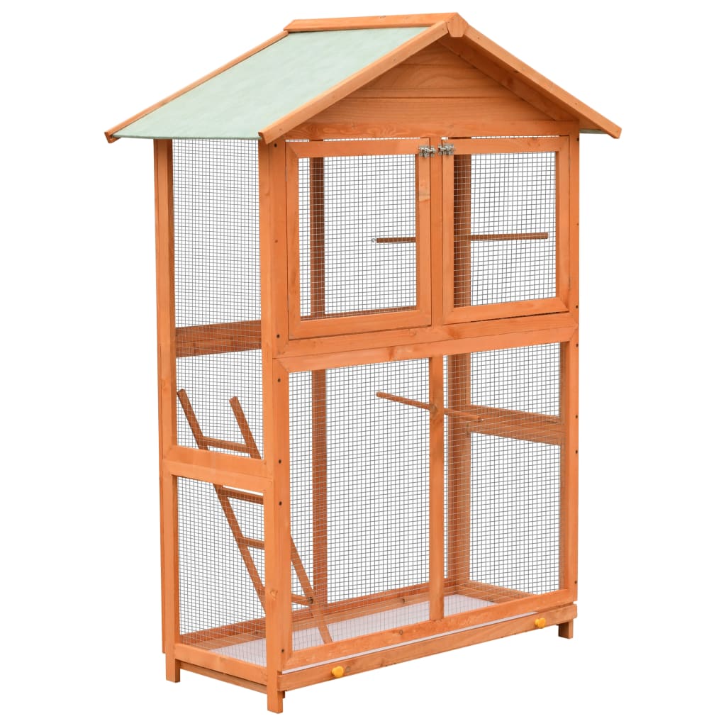 Cage À Oiseaux Pin Massif Et Bois De Sapin 125,5X59,5X164 Cm