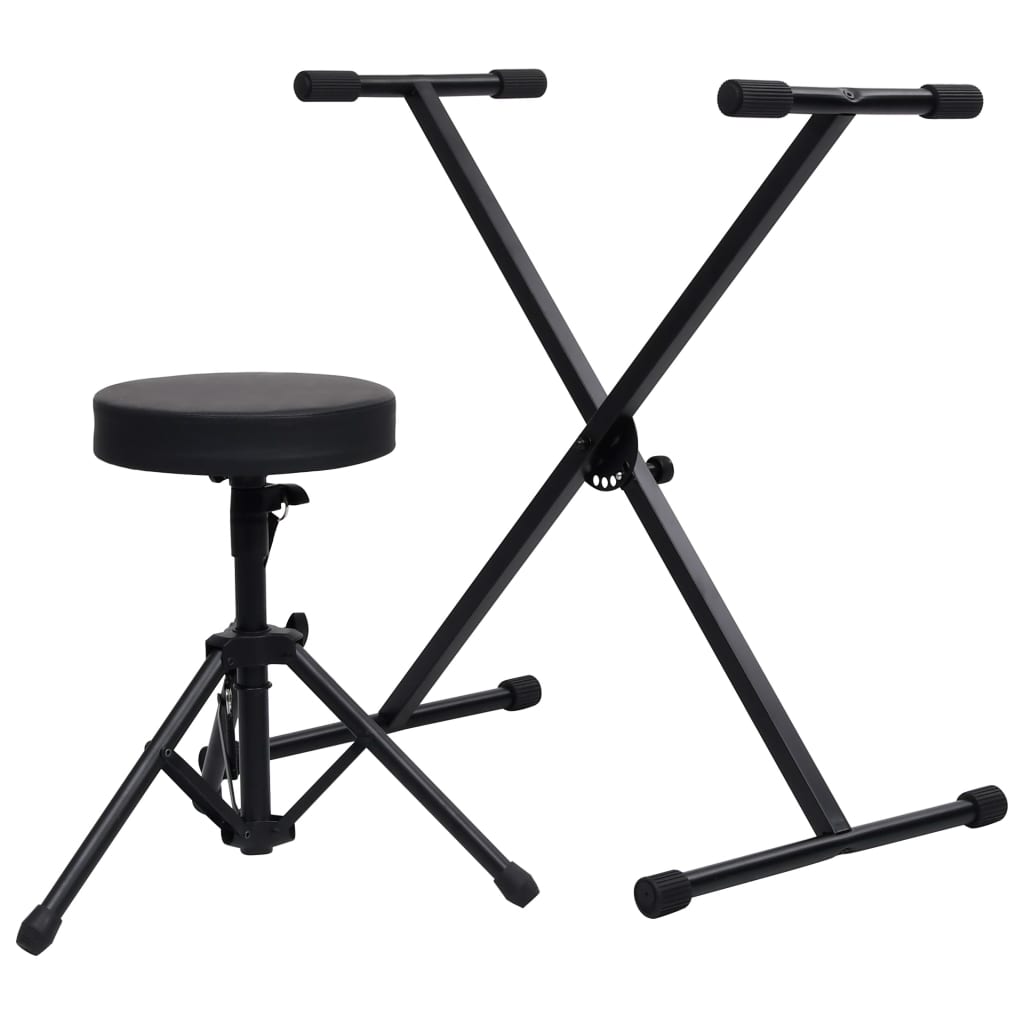 Ensemble De Support De Clavier Et De Tabouret Noir