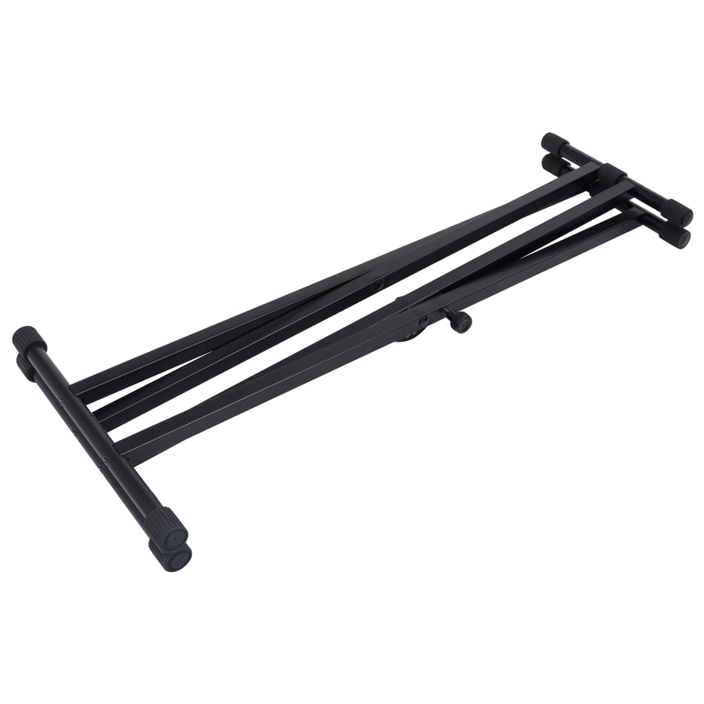 Kit De Support De Clavier À Empattement Double Et Tabouret Noir