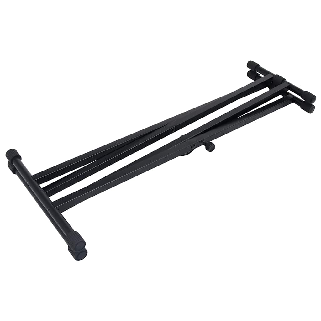 Kit De Support De Clavier À Empattement Double Et Tabouret Noir