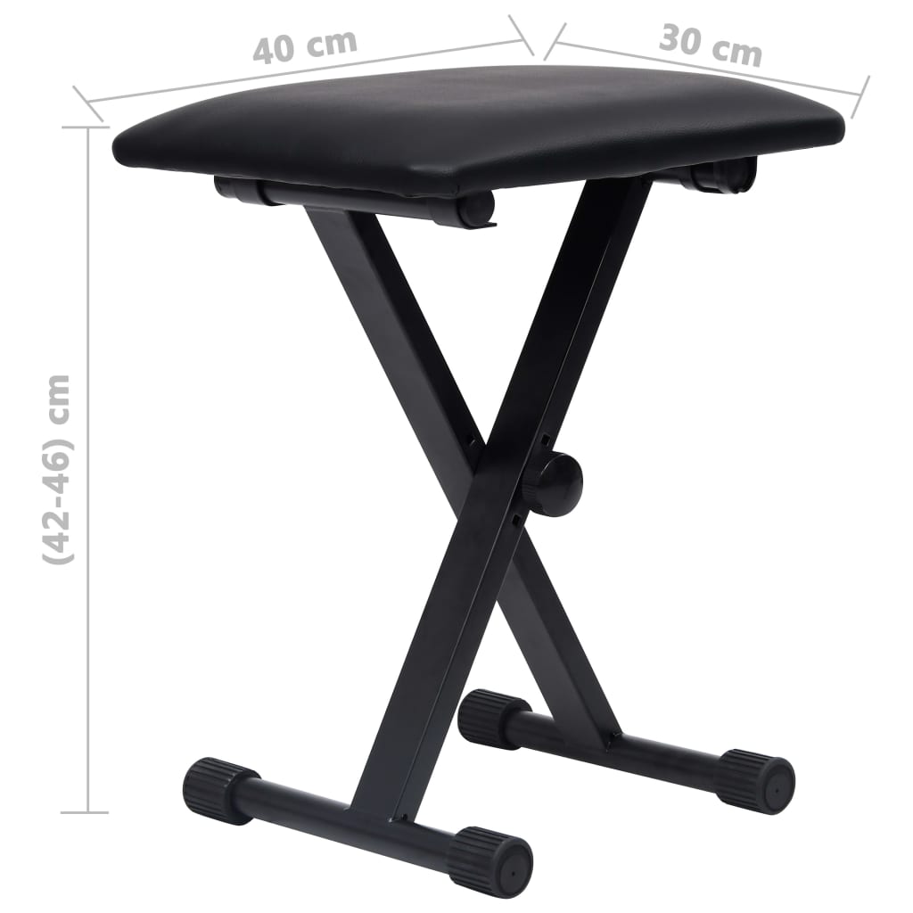 Kit De Support De Clavier À Empattement Double Et Tabouret Noir