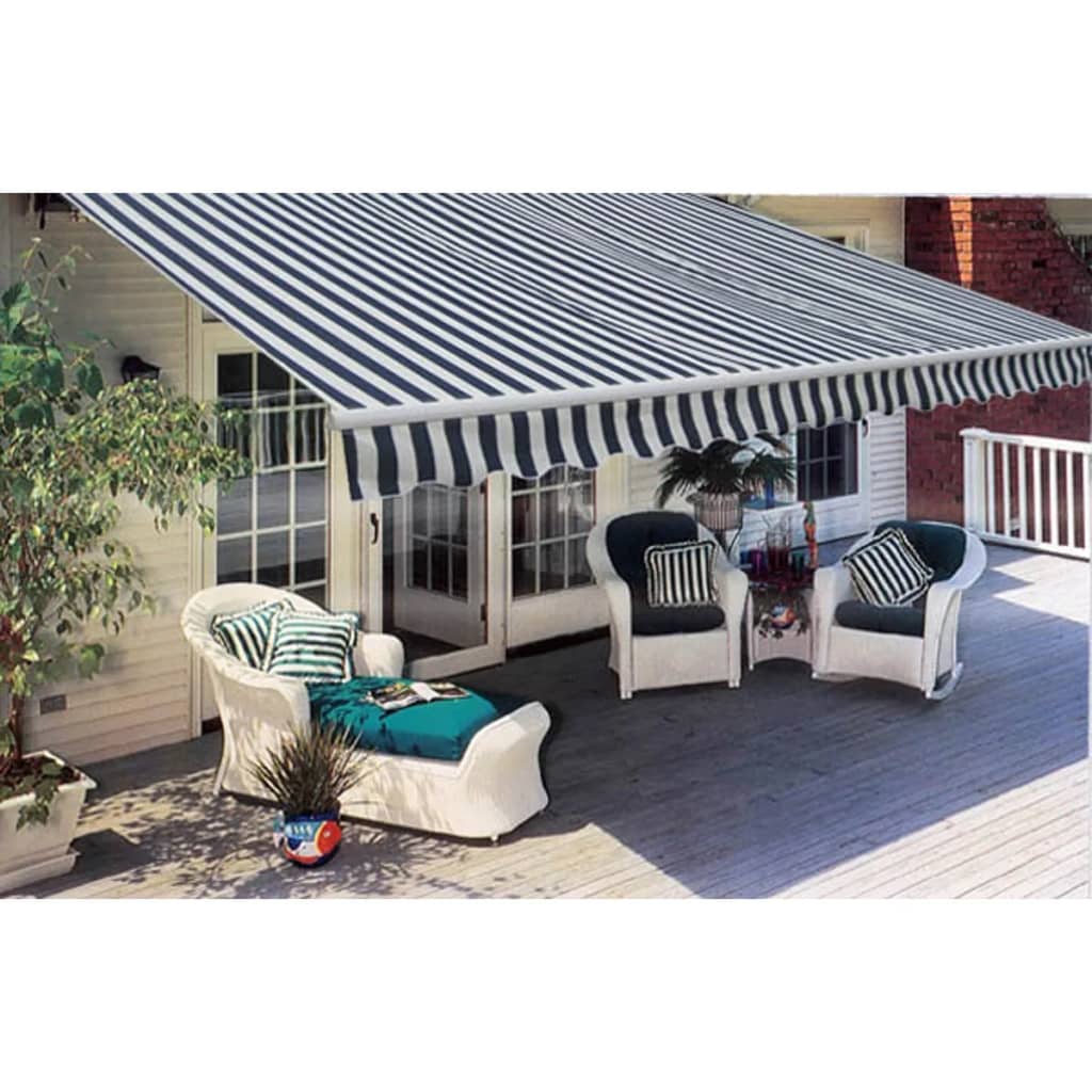 Auvent Pliable Manuel 300 Cm Bleu/Blanc