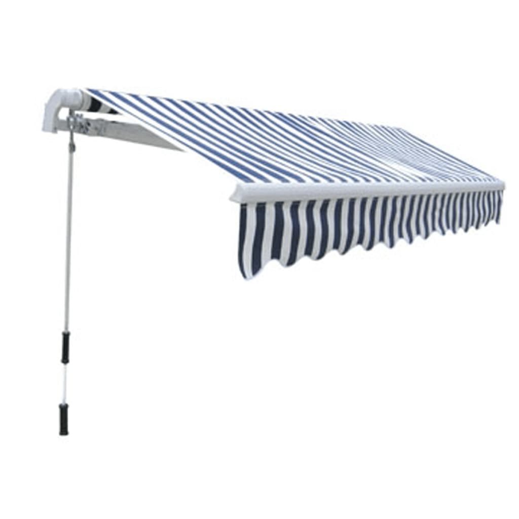 Auvent Pliable Manuel 300 Cm Bleu/Blanc