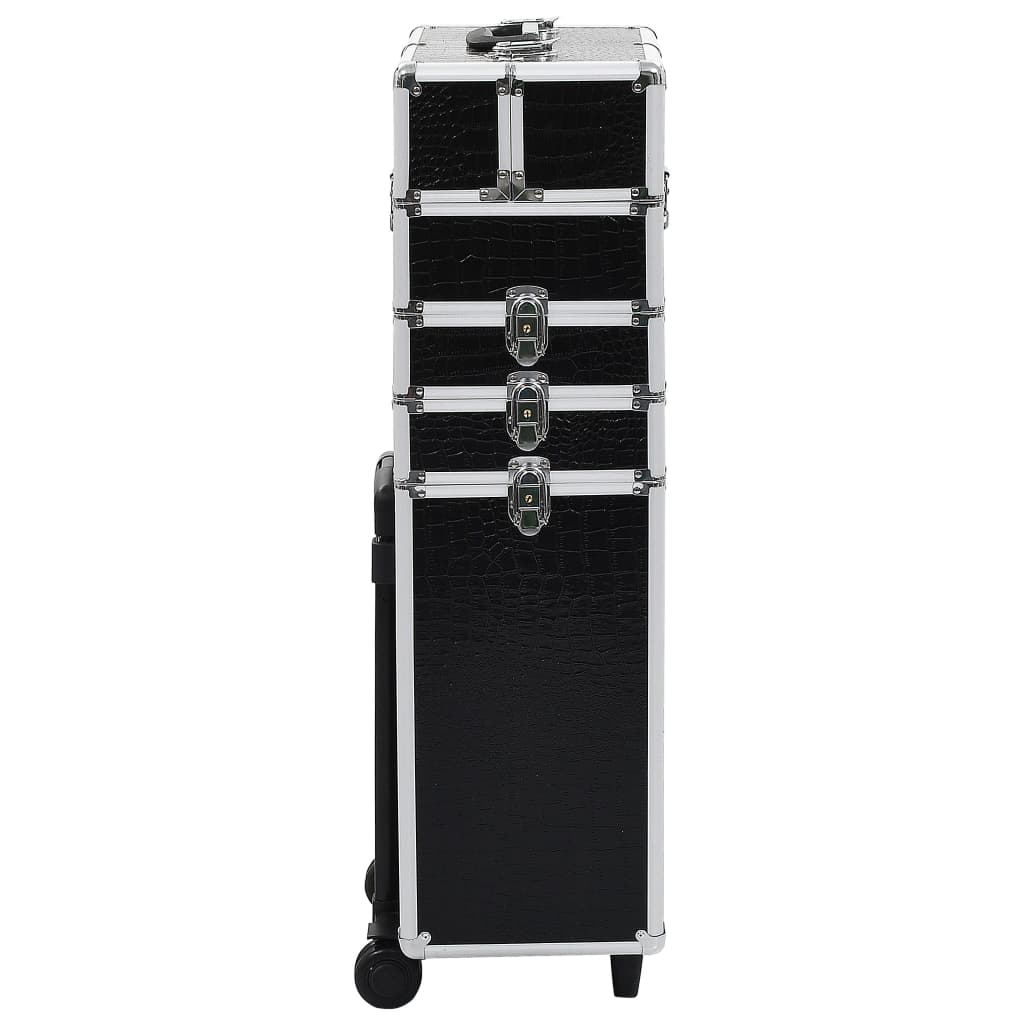 Chariot De Maquillage Aluminium Noir Avec Motif De Crocodile