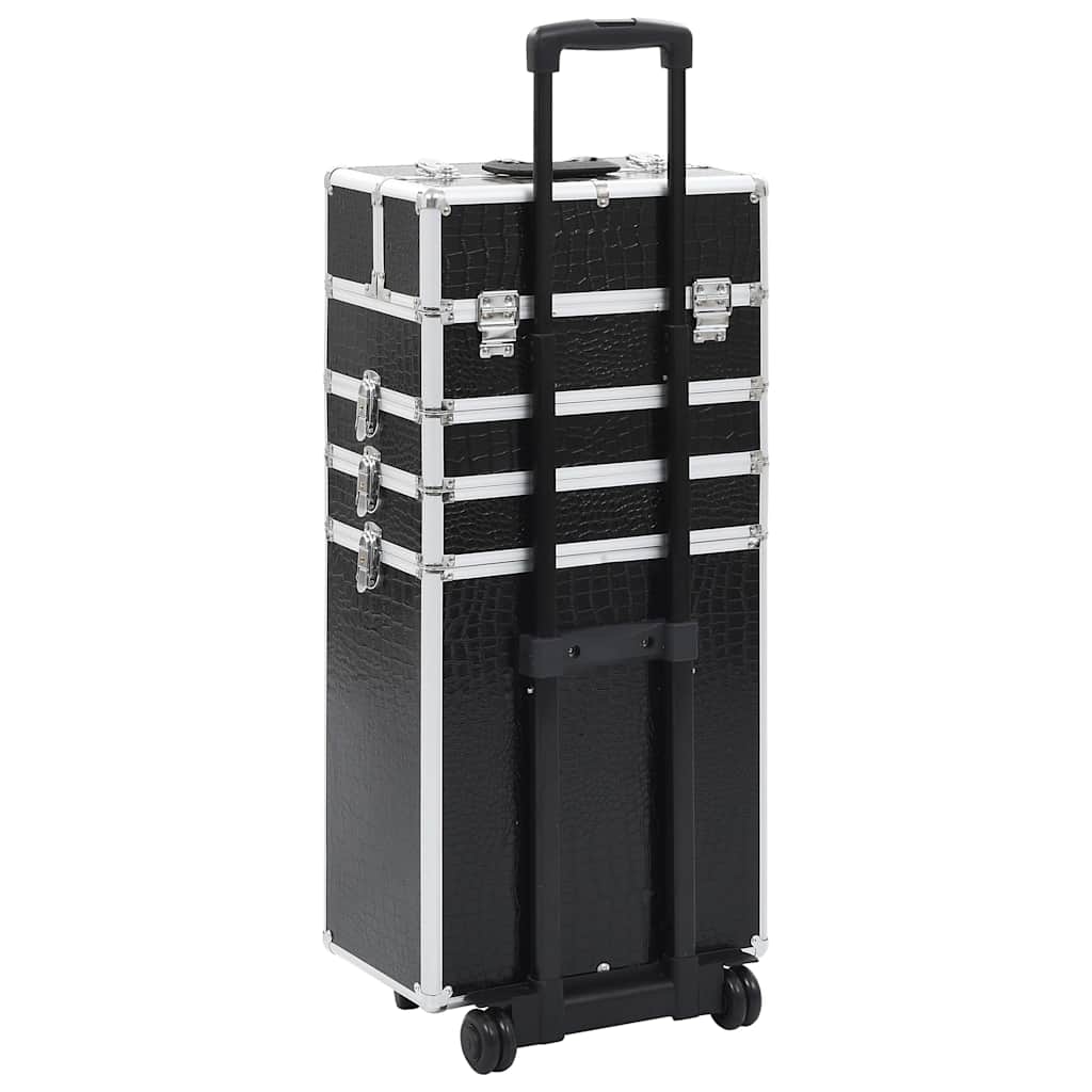 Chariot De Maquillage Aluminium Noir Avec Motif De Crocodile