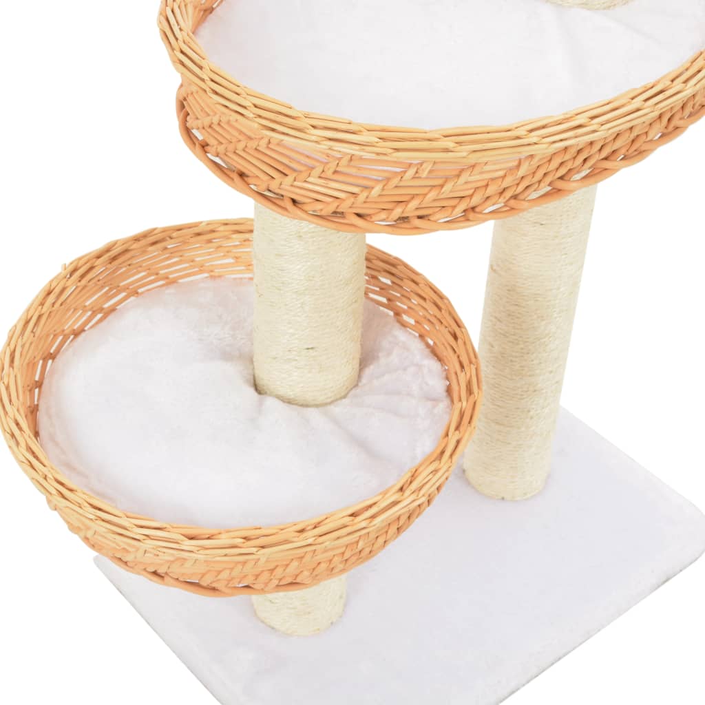 Arbre À Chat Avec Griffoir En Sisal Naturel Bois De Saule