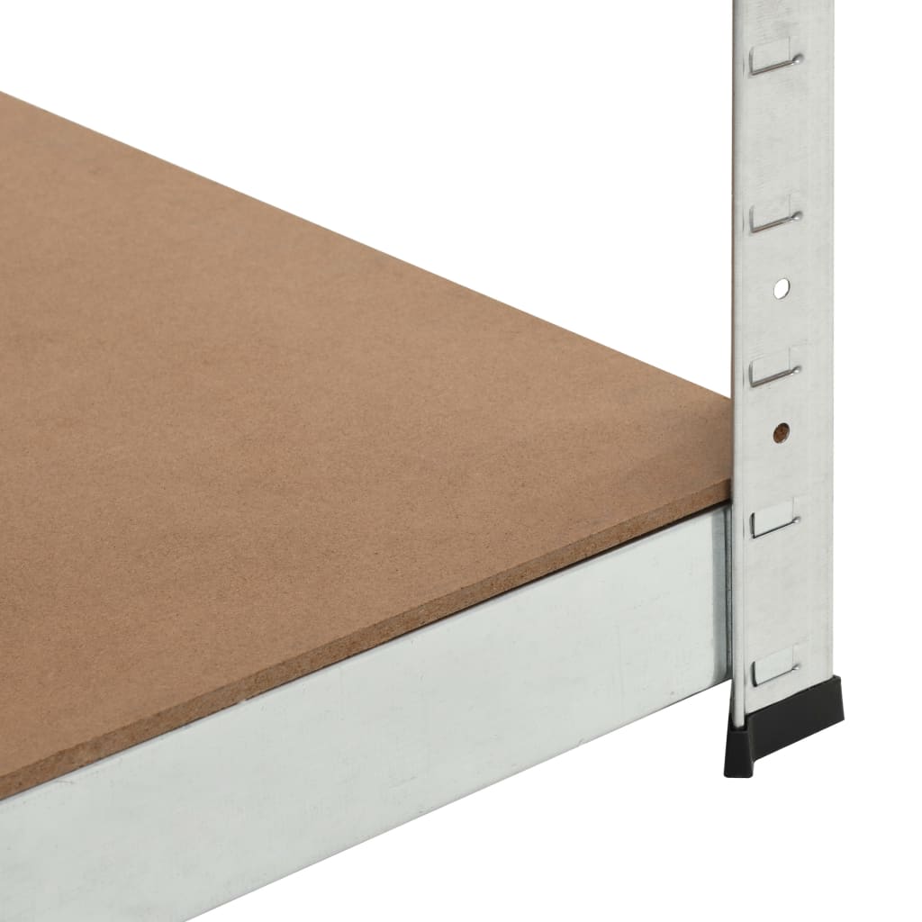 Étagère D'angle À 5 Niveaux É Acier Et Bois D'ingénierie Argent