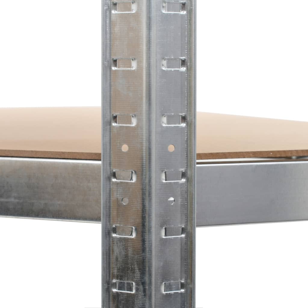 Étagère D'angle À 5 Niveaux É Acier Et Bois D'ingénierie Argent