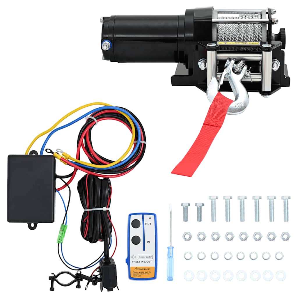 Treuil Électrique 12 V 907 Kg Télécommande Filaire