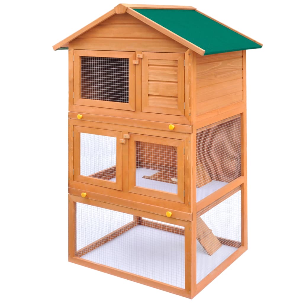 Clapier D'extérieur Enclos Pour Petits Animaux 3 Niveaux Bois