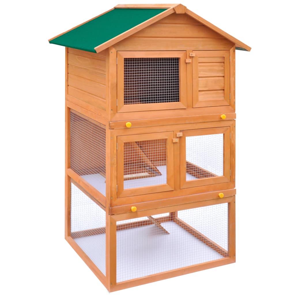 Clapier D'extérieur Enclos Pour Petits Animaux 3 Niveaux Bois