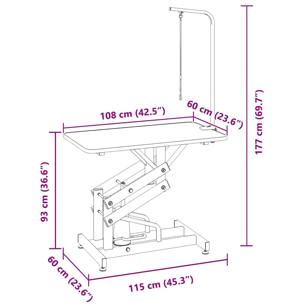Table Toilettage Ajustable Hydraulique Pour Chiens Chats Animaux