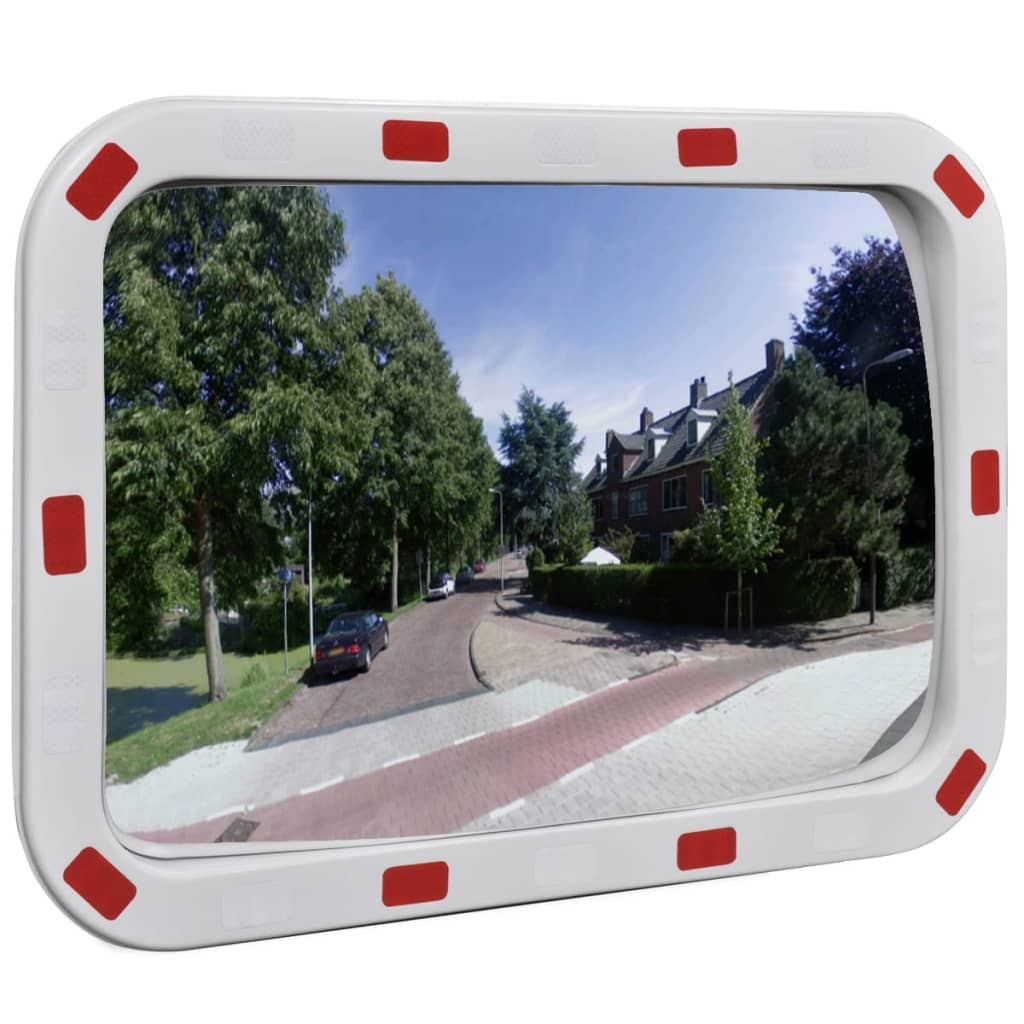 Miroir De Trafic Convexe Rectangulaire 40X60Cm Avec Réflecteurs