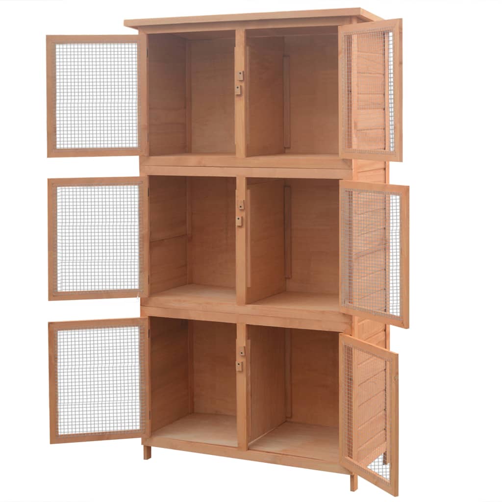 Cage Pour Animaux 6 Compartiments Bois
