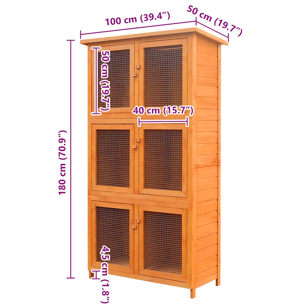 Cage Pour Animaux 6 Compartiments Bois