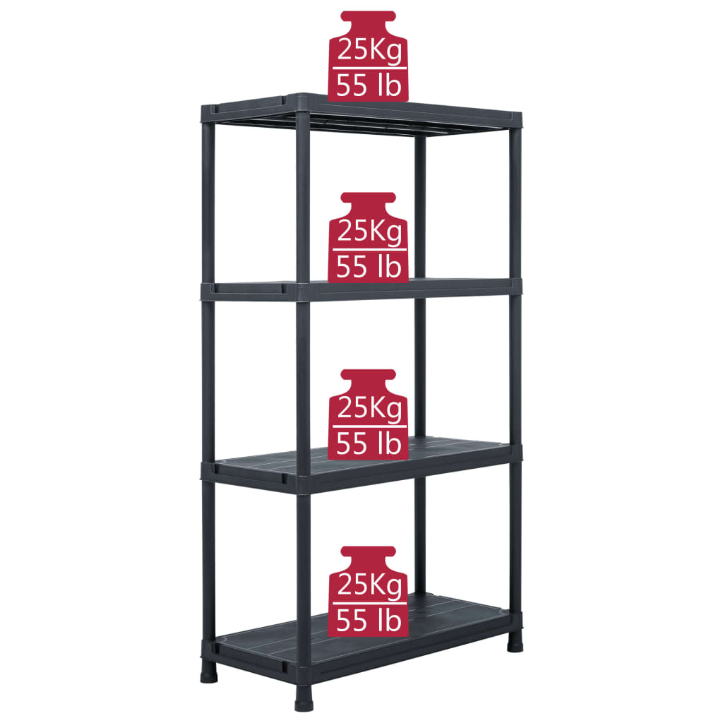 Étagères De Rangement 2 Pcs Noir Plastique