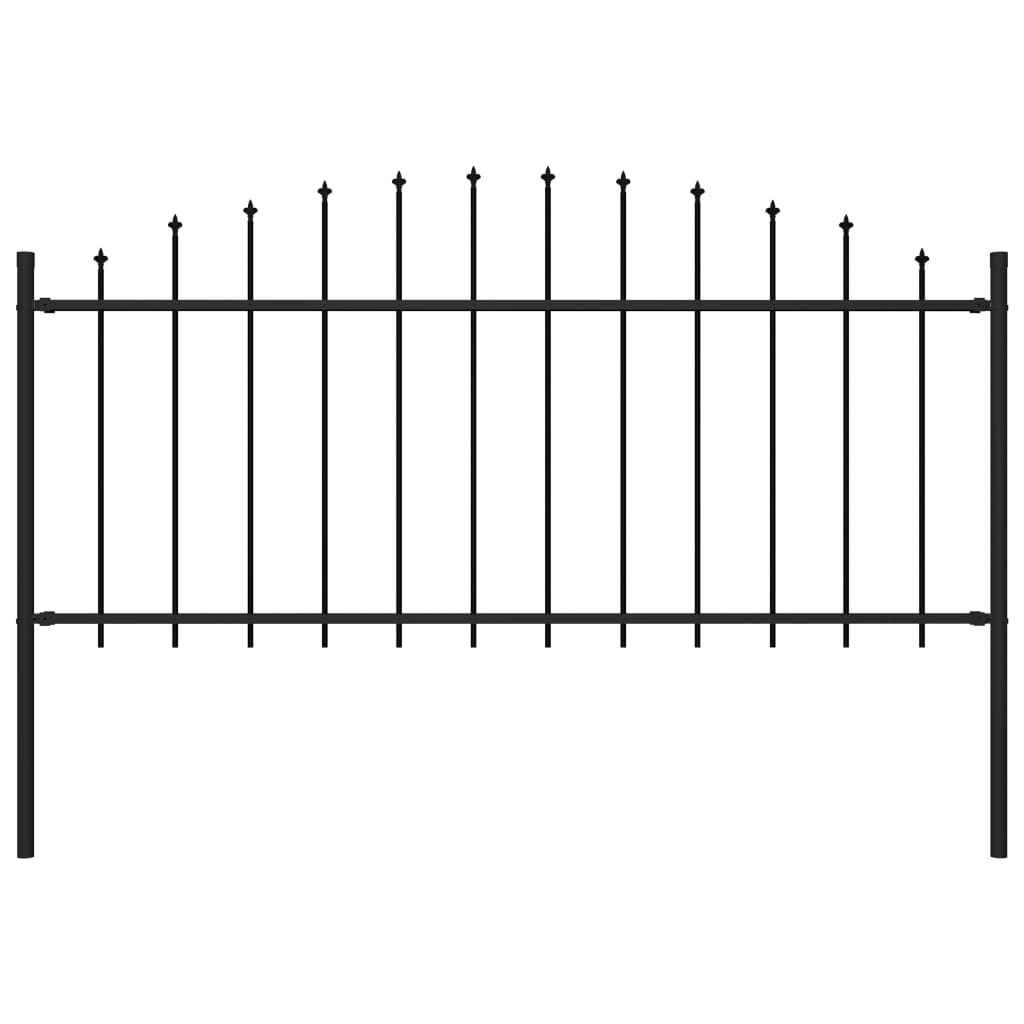 Clôture De Jardin Avec Dessus En Forme De Lance En Acier 1673 X 75 Cm Noir