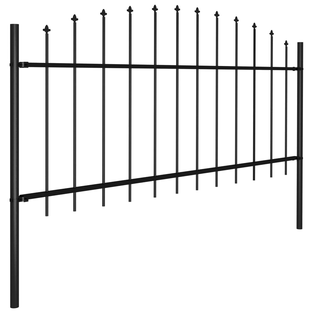Clôture De Jardin Avec Dessus En Forme De Lance En Acier 1673 X 75 Cm Noir