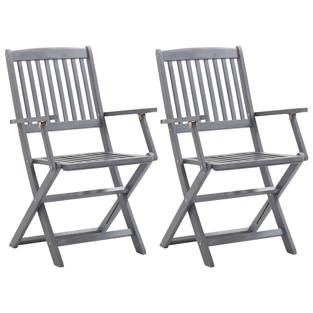 Chaises Pliantes, Lot De 2, 57 X 48,5 X 90 Cm, En Bois D'acacia Massif