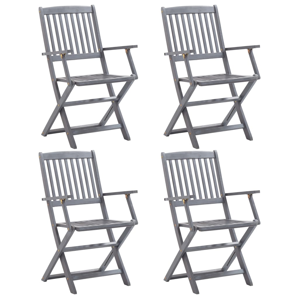 Chaises Pliantes, Lot De 2, 57 X 48,5 X 90 Cm, En Bois D'acacia Massif
